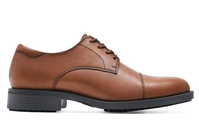 Mens brown slip resistant dress shoes