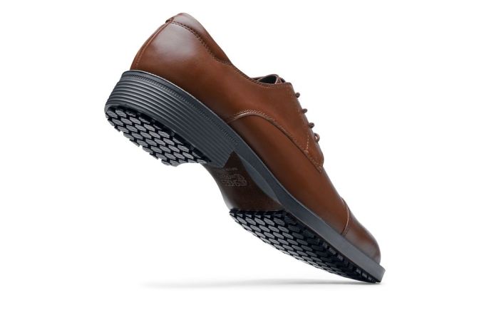 Mens brown slip resistant dress shoes