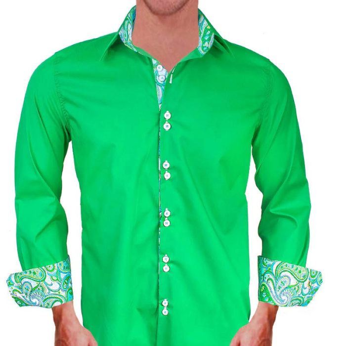 Bright green dress shirt mens