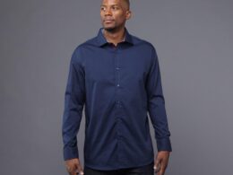 Navy blue floral mens dress shirt