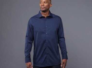 Navy blue floral mens dress shirt