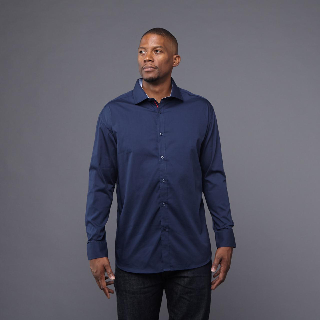 Navy blue floral mens dress shirt