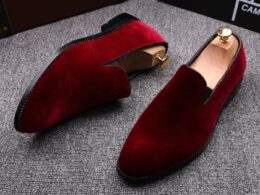 Mens red loafer dress shoes