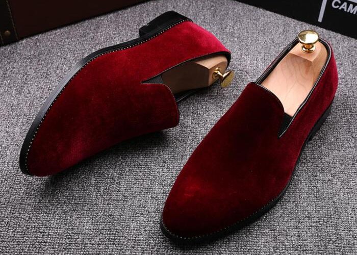 Mens red loafer dress shoes