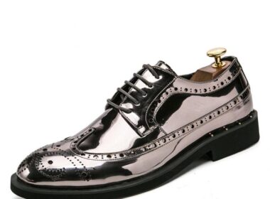 Silver men dress shoes