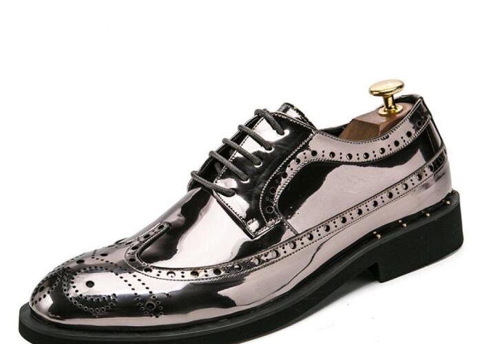 Silver men dress shoes